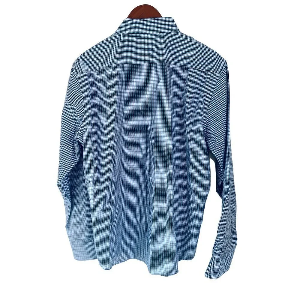 UNTUCKit Cotton Shirt Button-Down Blue Brown Small Check Long Sleeve Size XLarge